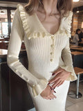 Cinessd French Ruffle Sweater Dress