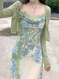 Cinessd Baroque Flower Suspender Dress