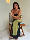 Cinessd Summer Flower Strapless Long Dress Women Elegant Patchwork Sleeveless Backless Floral Maxi Dresses Lady Holiday Party Beach Robe