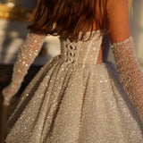 Cinessd Customized White Beaded Glove Ball Gown A-line Strapless Serene Hill Dresses Prom After Party 2025