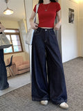 Cinessd Party Outfit Women's Loose Wide Leg Jeans Young Girl Street Style Baggy High Waisted Bottoms Casual Trousers Female Solid Color Pants