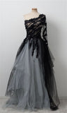 Cinessd Luxury Black vestidos de noche Lace Embroidery Prom Dresses Elegant Long Sleeves Floor-Length A-line Formal Evening 2025