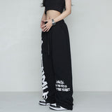 Cinessd Party Outfit Autumn Y2K Streetwear White Sweatpants Women Korean Style Letter Print Black Track Pants Oversized Harajuku Kpop Hip Hop Joggers