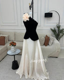 Cinessd Customized Simple Jersey Handmade Flower A-line One-shoulder Long Dresses Bespoke Occasion Dresses Modern Style