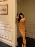 Cinessd Classy Mermaid Square neckline Orange Prom Dresses Birthday Outfits Evening Gown SD1105