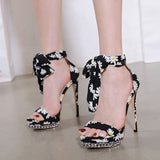 fall nails Summer New Fashion Stiletto Heel Women's Shoes Popular Daisy High Heel Sandals 