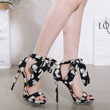 fall nails Summer New Fashion Stiletto Heel Women's Shoes Popular Daisy High Heel Sandals 