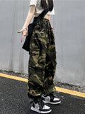 Cinessd Party Outfit American Vintage Camouflage Cargo Pants Women Summer New Streetwear Loose Straight Wide Leg Trousers Woman