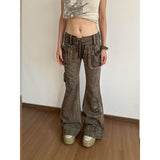 Cinessd party outfit  Women's Brown Gothic Y2K Jeans Baggy Aesthetic Denim Trousers Harajuku Streetwear Jean Pants Vintage 2000s Trashy Clothes 2024