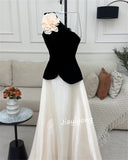 Cinessd Customized Simple Jersey Handmade Flower A-line One-shoulder Long Dresses Bespoke Occasion Dresses Modern Style