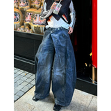 Cinessd Party Outfit Blue High Waist Women Jeans Hip-hop Style Fashion Vintage Streetwear Y2K Wide Leg Jean 2024 Female Trouser Baggy Denim Pants