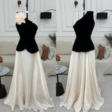 Cinessd Customized Simple Jersey Handmade Flower A-line One-shoulder Long Dresses Bespoke Occasion Dresses Modern Style