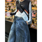 Cinessd Party Outfit Blue High Waist Women Jeans Hip-hop Style Fashion Vintage Streetwear Y2K Wide Leg Jean 2024 Female Trouser Baggy Denim Pants