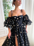 Cinessd Organza Stars Evening Dresses Off The Shoulder Floor-Length vestidos de festa Cap Sleeve vestidos de fiesta elegantes2025