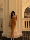 Cinessd Classy Mermaid Square neckline Orange Prom Dresses Birthday Outfits Evening Gown SD1105