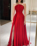 Cinessd Customized  Elegant Strapless A-line Celebrity  Fold Draped Chiffon Occasion Evening Gownrobe femme prom dresses