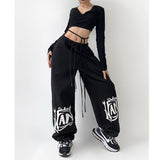 Cinessd Party Outfit American Star Print Women Oversized Pants High Waist Loose Casual Sports Pants for Women Spring Summer Thin Woman Trouser Y2K