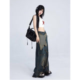 Cinessd Party Outfit Women Blue Cargo Jeans Baggy Vintage 90s Aesthetic High Waist Cowboy Pants Harajuku Denim Trousers Y2k Trashy 2000s Clothes 2024