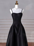 Cinessd-Cyber Monday Christmas party outfits Elegant Black A-Line Satin Long Prom Dress Long Prom Dress B531
