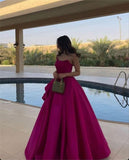 Cinessd Ball Gown Strapless Sleeveless robes de soir¨¦e Floor-Length Satin Princess Draped Evening Dresses Prom Wedding Dress