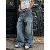 Cinessd Party Outfit Blue Womens Jeans High Waist Vintage Straight Summer Y2K Classic Denim Pants Streetwear American Wide Leg Baggy Denim Trouser