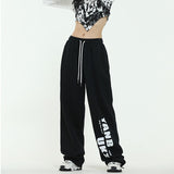 Cinessd Party Outfit American Star Print Women Oversized Pants High Waist Loose Casual Sports Pants for Women Spring Summer Thin Woman Trouser Y2K