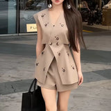Cinessd Fashion Short Sets for Women 2 Pieces Sleeve Suit Two-piece Novelty In Korean Style Top and Bottom New Products Kit Woman Shorts
