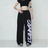 Cinessd Party Outfit American Star Print Women Oversized Pants High Waist Loose Casual Sports Pants for Women Spring Summer Thin Woman Trouser Y2K