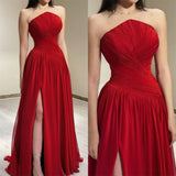 Cinessd Customized  Elegant Strapless A-line Celebrity  Fold Draped Chiffon Occasion Evening Gownrobe femme prom dresses