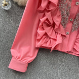 Cinessd Women Chic o-neck  Long Sleeve patchwork Beading Sequin Solid Slim Sexy Korean T-shirt Fashion Summer Women Shirt Outfit Ideas
