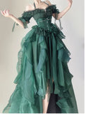 Cinessd Green Flower Wedding Dress Cos Op Dress Lolita Heavy Industry Trail Puffy Princess Dress Lolita Cosplay Passionate Dress Set