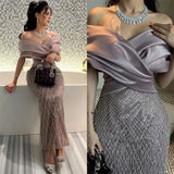 Cinessd Customized  Exquisite  Off-the-shoulder Sheath Cocktail  Sequin Fold S Occasion Evening Gown cocktail dresses for women