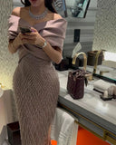 Cinessd Customized  Exquisite  Off-the-shoulder Sheath Cocktail  Sequin Fold S Occasion Evening Gown cocktail dresses for women