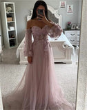 Cinessd 2025 Princess Pink Lace Embroid Vestido De Novia Puffy Sleeve A-line Evening Dress Sweetheart 3D Flower Prom Dress 2025