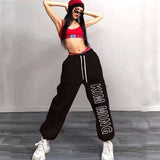 Cinessd Party Outfit New American Trendy Sweatpants Women Fashion Letter Print Long Trousers 2024 Spring Summer Street Vintage Pants for Women