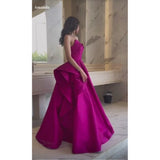 Cinessd Ball Gown Strapless Sleeveless robes de soir¨¦e Floor-Length Satin Princess Draped Evening Dresses Prom Wedding Dress