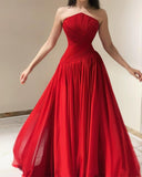 Cinessd Customized  Elegant Strapless A-line Celebrity  Fold Draped Chiffon Occasion Evening Gownrobe femme prom dresses