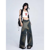 Cinessd Party Outfit Women Blue Cargo Jeans Baggy Vintage 90s Aesthetic High Waist Cowboy Pants Harajuku Denim Trousers Y2k Trashy 2000s Clothes 2024