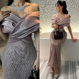 Cinessd Customized  Exquisite  Off-the-shoulder Sheath Cocktail  Sequin Fold S Occasion Evening Gown cocktail dresses for women