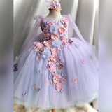 Cinessd New flower girl wedding net gauze one year old birthday party dress 2025 big bow girl gorgeous graduation evening dress