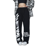 Cinessd Party Outfit Autumn Y2K Streetwear White Sweatpants Women Korean Style Letter Print Black Track Pants Oversized Harajuku Kpop Hip Hop Joggers