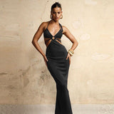 Cinessd - Sexy Backless Halter Long Maxi Dresses