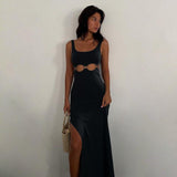 Cinessd - Sexy Hollow Sleeveless Maxi Dress