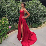 Cinessd - Burgundy Halter Neck Prom Dresses