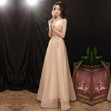 Cinessd - V-Neck Sleeveless Elegant Party Train Dress