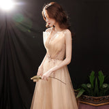 Cinessd - V-Neck Sleeveless Elegant Party Train Dress