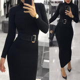 Cinessd - Fashion Women Turtleneck Long Sleeve Dress