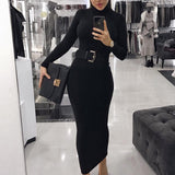 Cinessd - Fashion Women Turtleneck Long Sleeve Dress