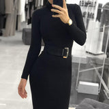 Cinessd - Fashion Women Turtleneck Long Sleeve Dress