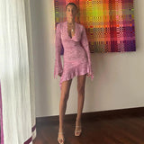 Cinessd Kristel Long Sleeve Lace Mini Dress